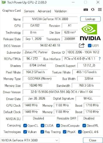 グラフィックボード・グラボ・ビデオカード ZOTAC Geforce RTX 3080 Trinity 10GB