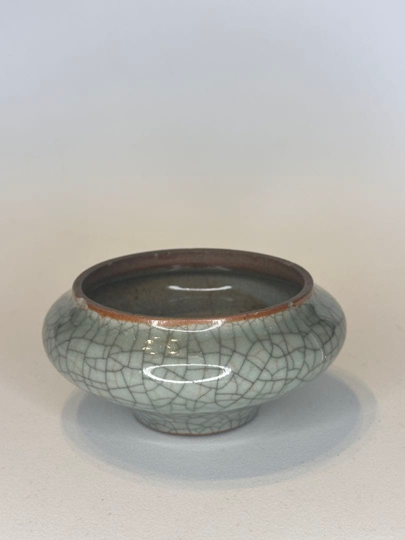 中国 清代 哥窯 水盂 傷あり 古陶磁 骨董品