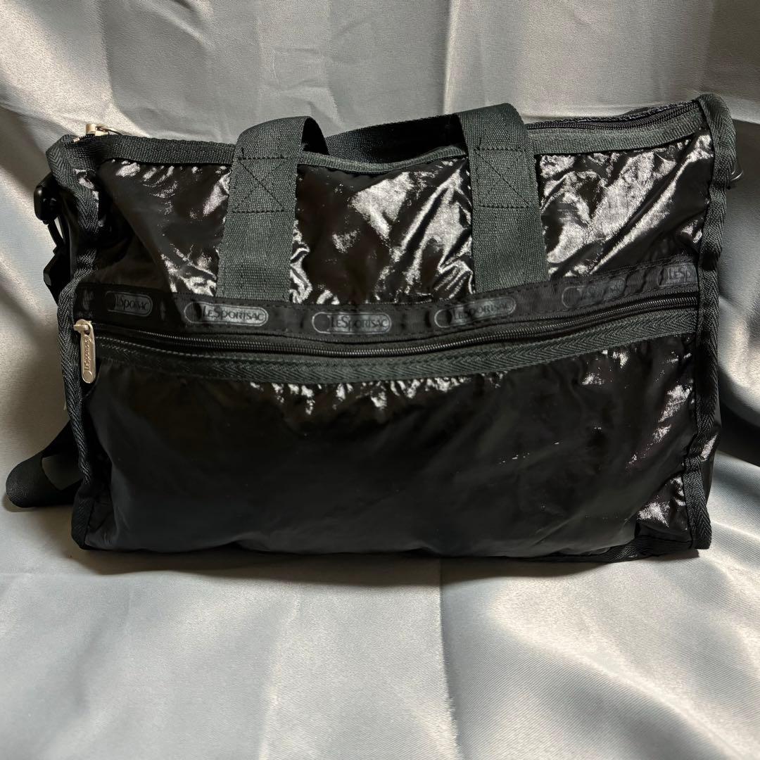 美品　LeSportsac 2way ブラック ナイロン ボストンバッグ　大容量