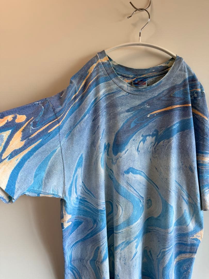 80s 90s usa製 Hanes マーブリング Tシャツ ブルー toro