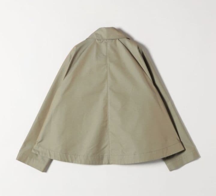 SHIPS any シャンブレーAラインフレアショートコート　オリーブ