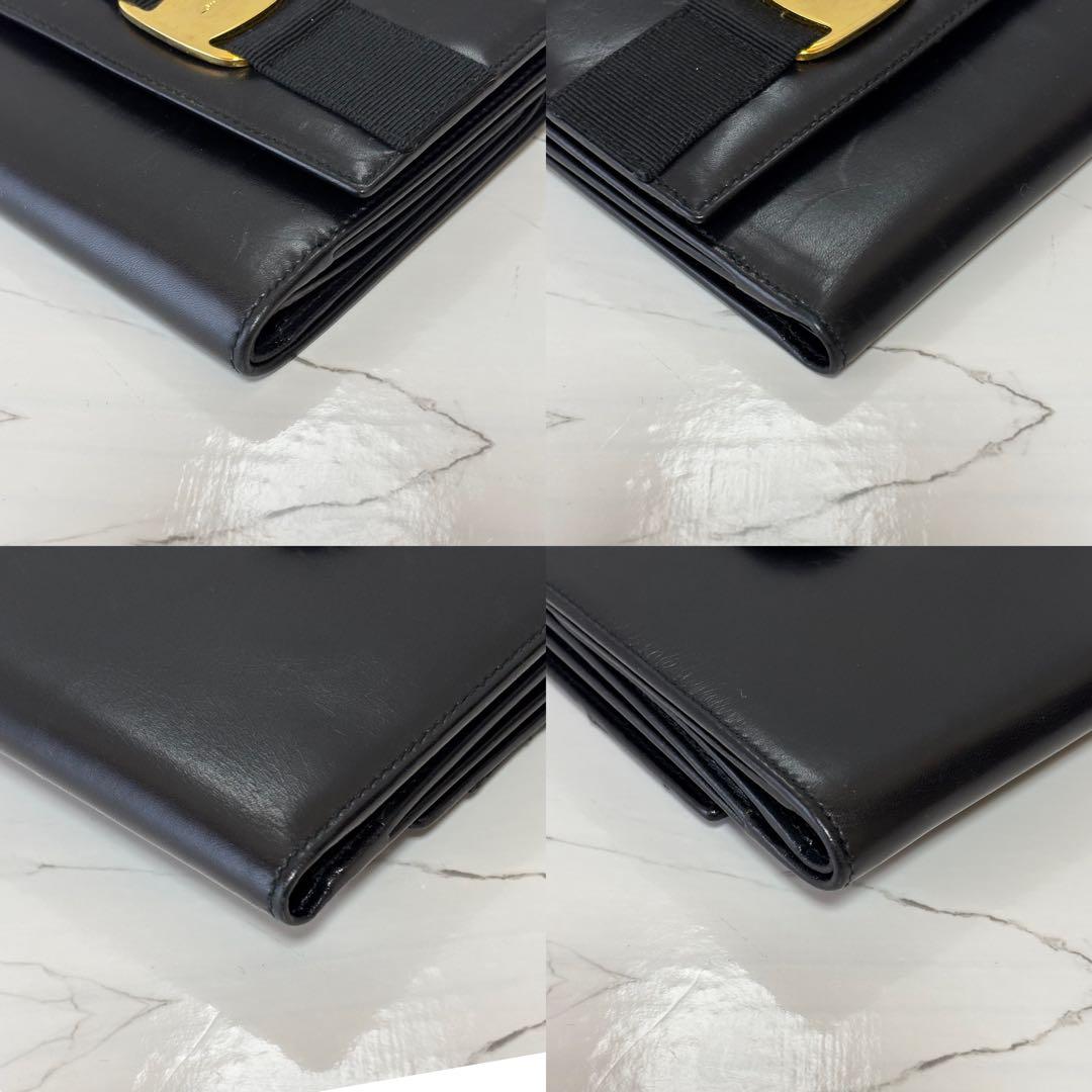 良品✨ サルヴァトーレ フェラガモ ヴァラリボン 二つ折り財布 黒 箱付き