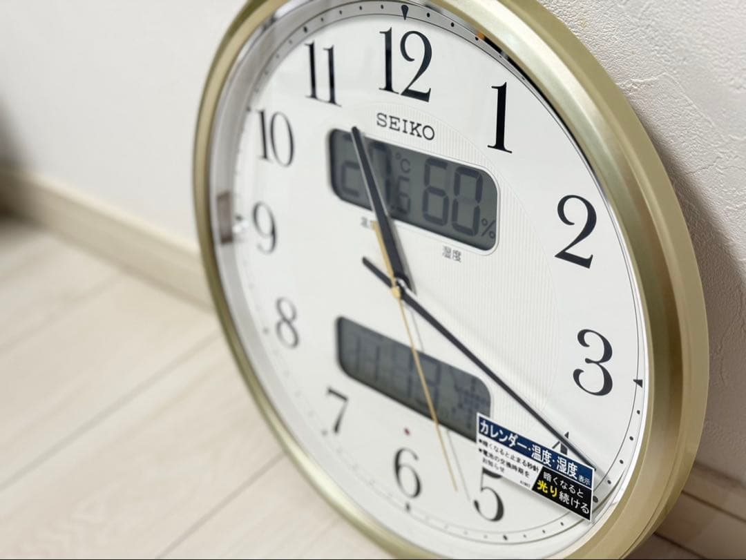 SEIKO 温湿度計付き掛時計