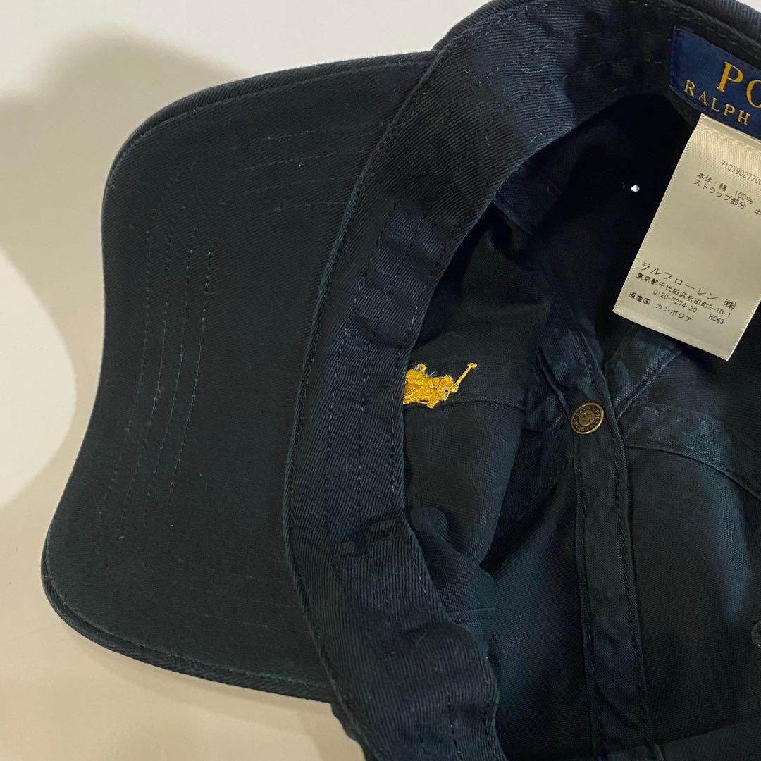 POLO RALPHLAUREN ポロ ラルフ ポニー 6パネルキャップ 黒 金