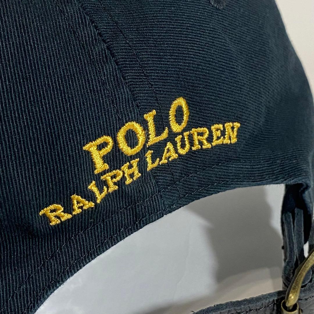POLO RALPHLAUREN ポロ ラルフ ポニー 6パネルキャップ 黒 金