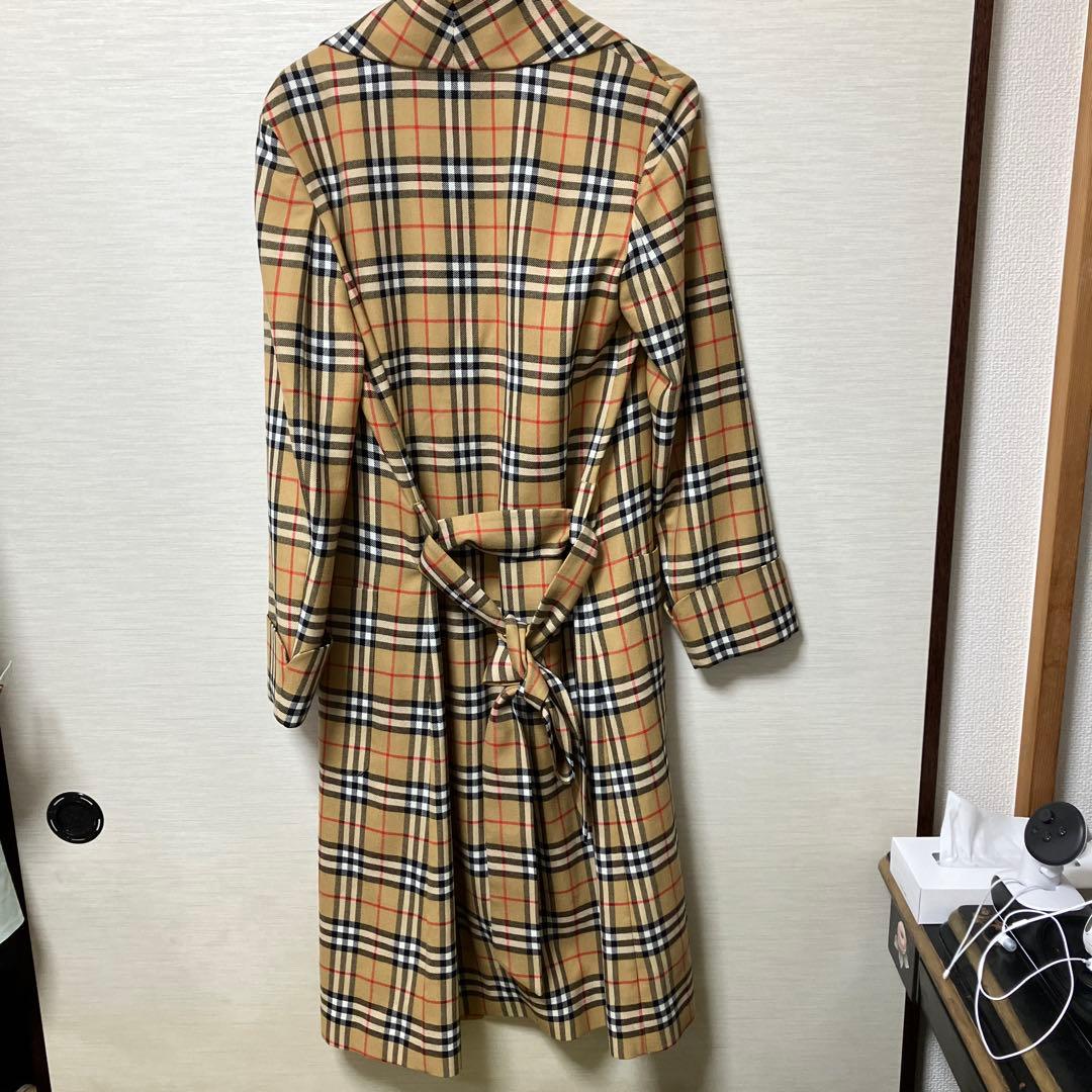 【Burberry】 ヴィンテージチェック柄 ロングガウンコート Sサイズ