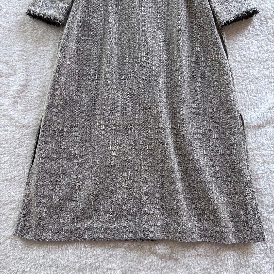 美品✨ヴェルメイユパーイエナ ロングコート ツイード ノーカラー グレー