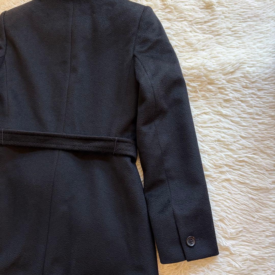 Max Mara 白タグ カシミヤ100% ベルト ロングコート 黒 Lサイズ