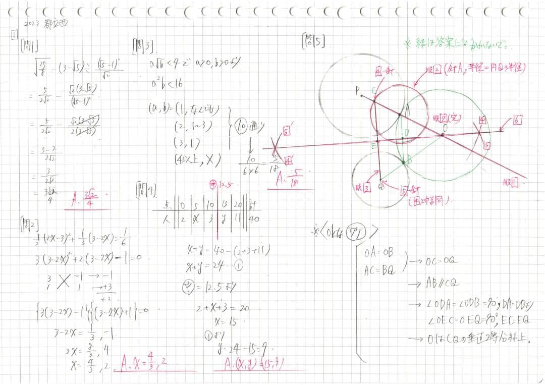 今だけ割引 塾講師オリジナル数学解説 全動画付 2023 全公立＋自校作成10校