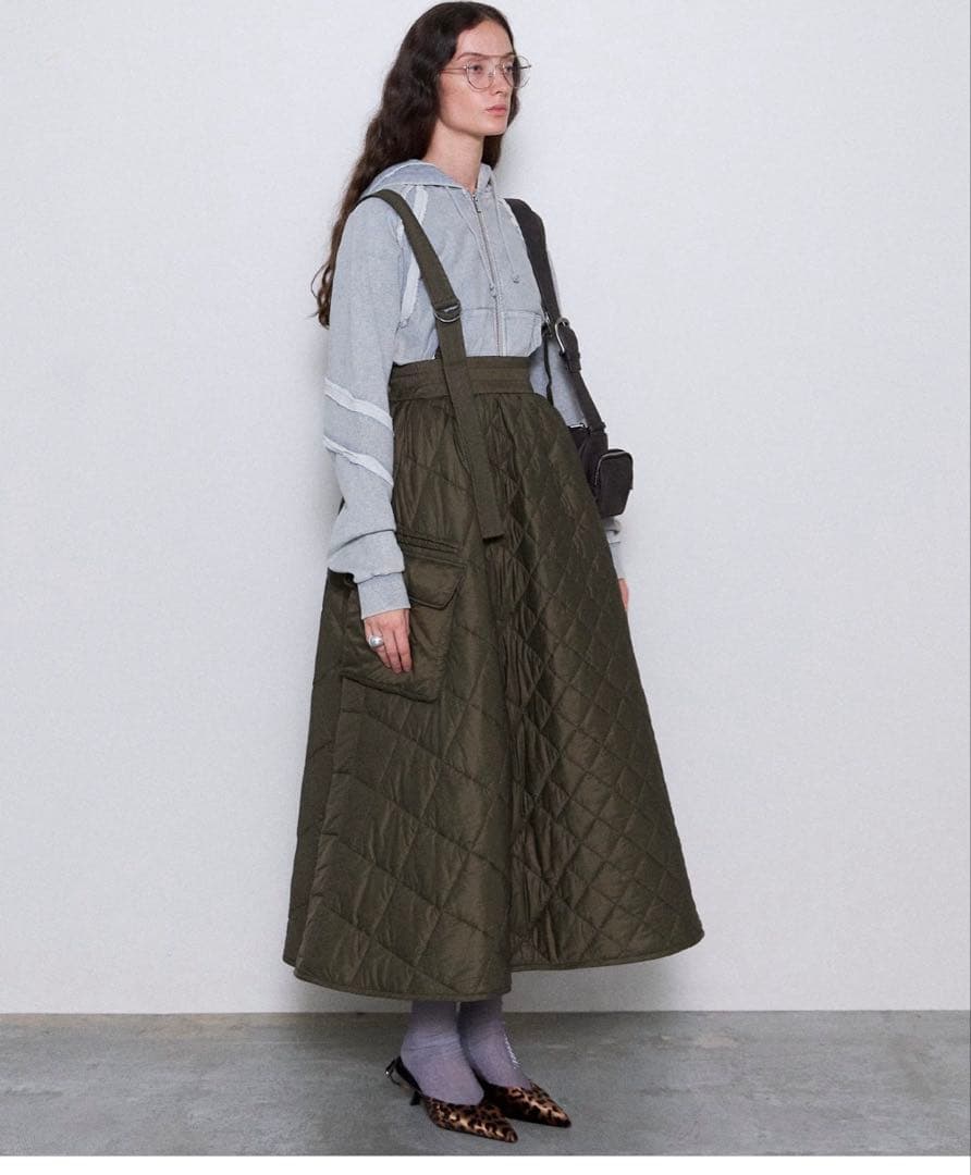 メゾンスペシャル2way Multi Quilted Skirt オリーブ色
