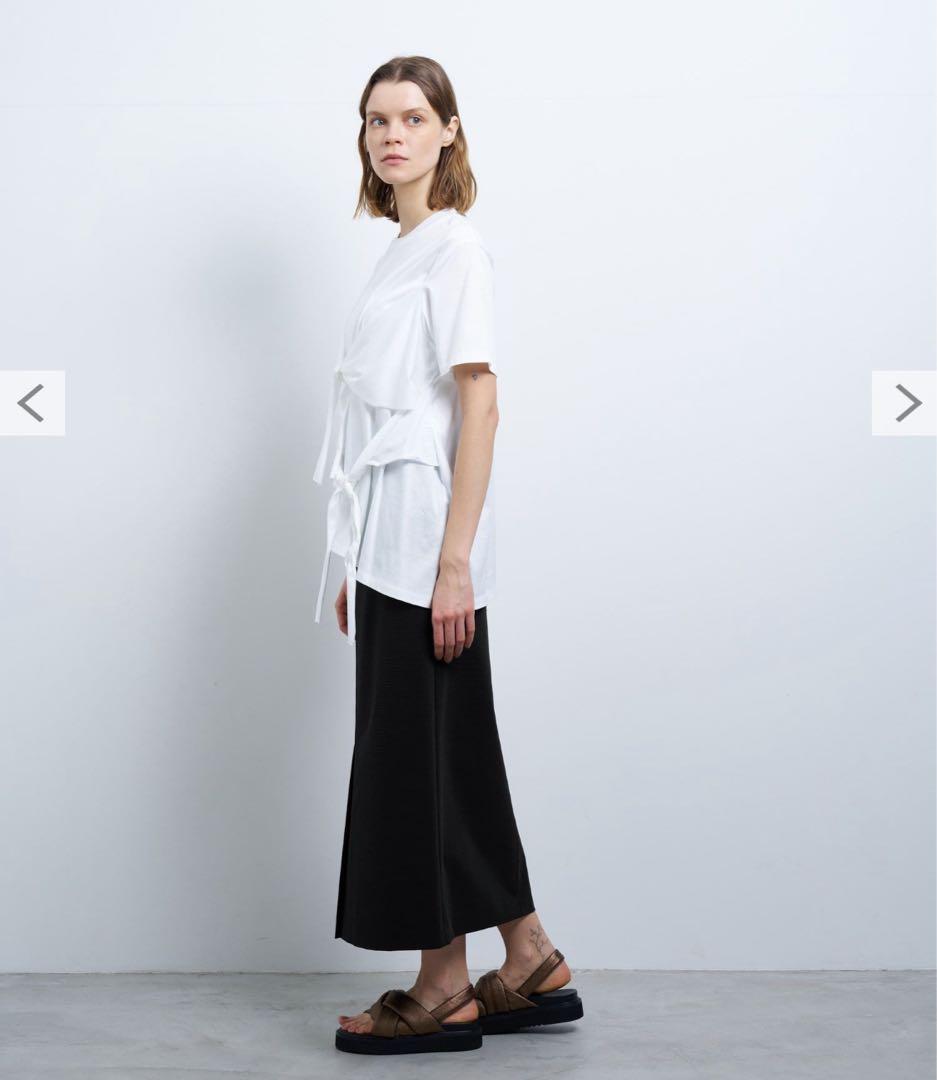 ランバンオンブルー アシンメノットTシャツ 白 金子綾