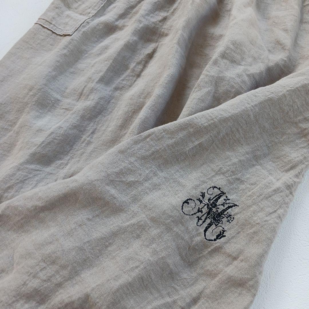 mifumi*　リネン　麻100%　エプロンスカート　ラップ　巻きスカート　刺繍