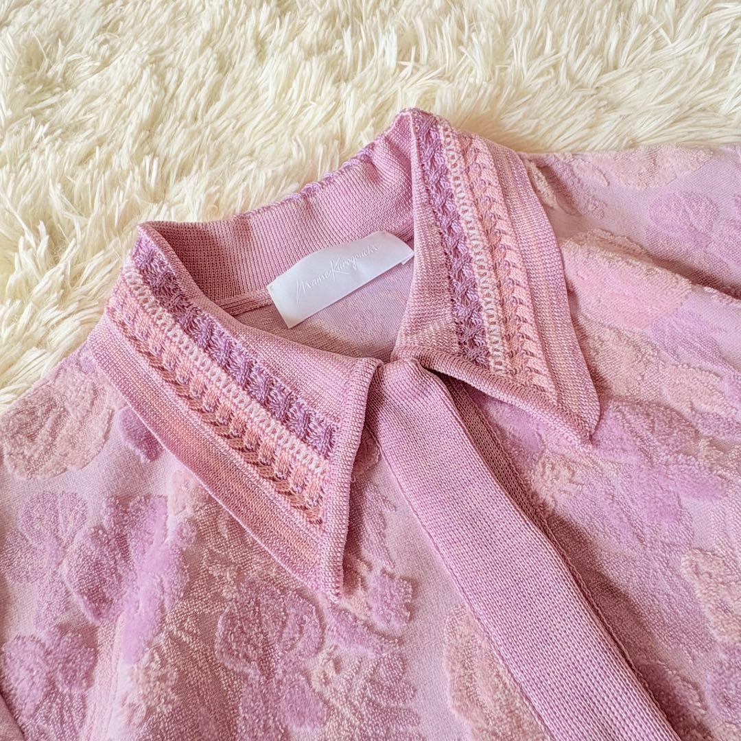 マメクロゴウチ　22年　花柄Velour Jacquard Polo Shirt