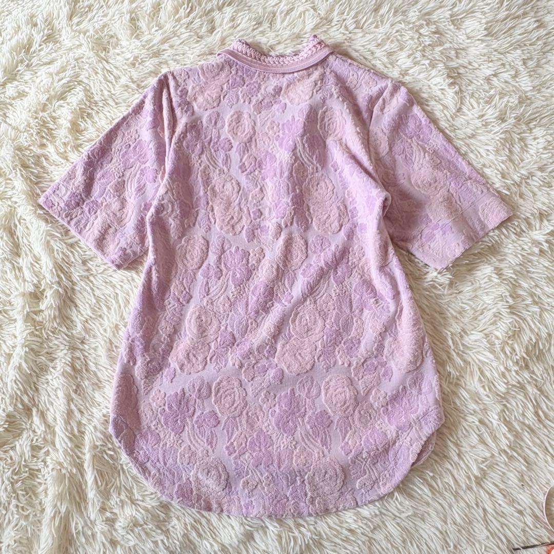 マメクロゴウチ　22年　花柄Velour Jacquard Polo Shirt