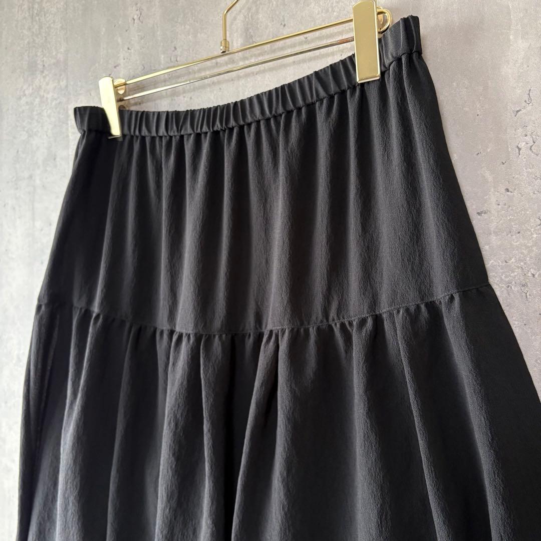 23区 エアリージョーゼット ティアード スカート 黒 大きいサイズ 46 新品