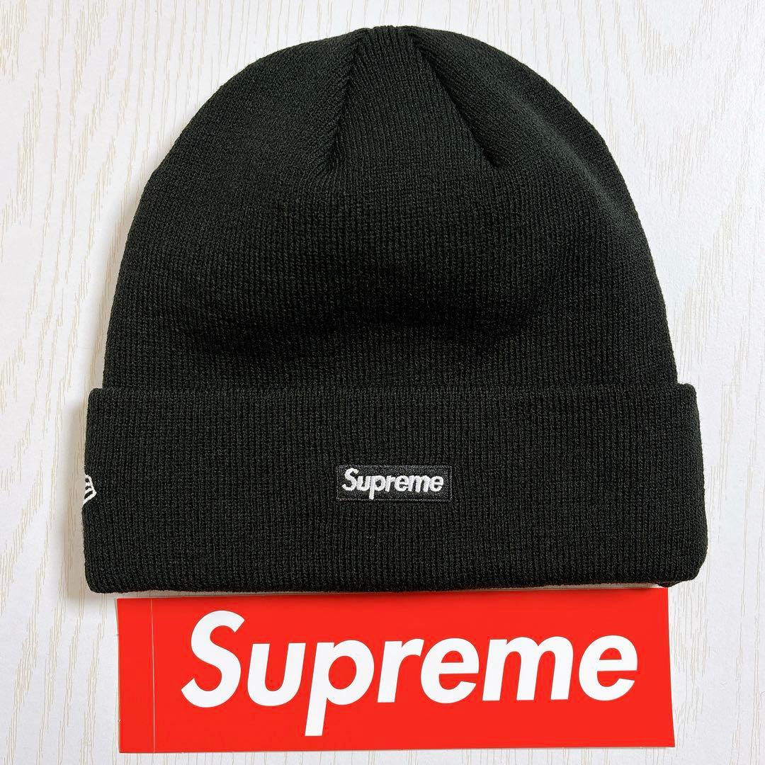 Supreme NEW ERA ニット帽　ビーニー　Sロゴ ブラック　ピンク