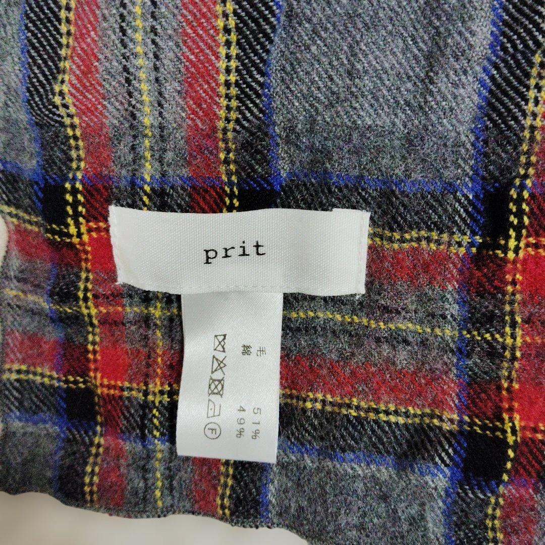 新品！未使用！pritプリット ウールコットンチェックストール