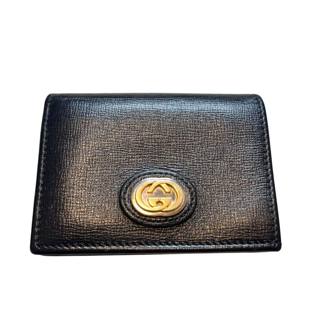 GUCCI グッチ インターロッキング G マリーナ 二つ折り財布 GG 黒