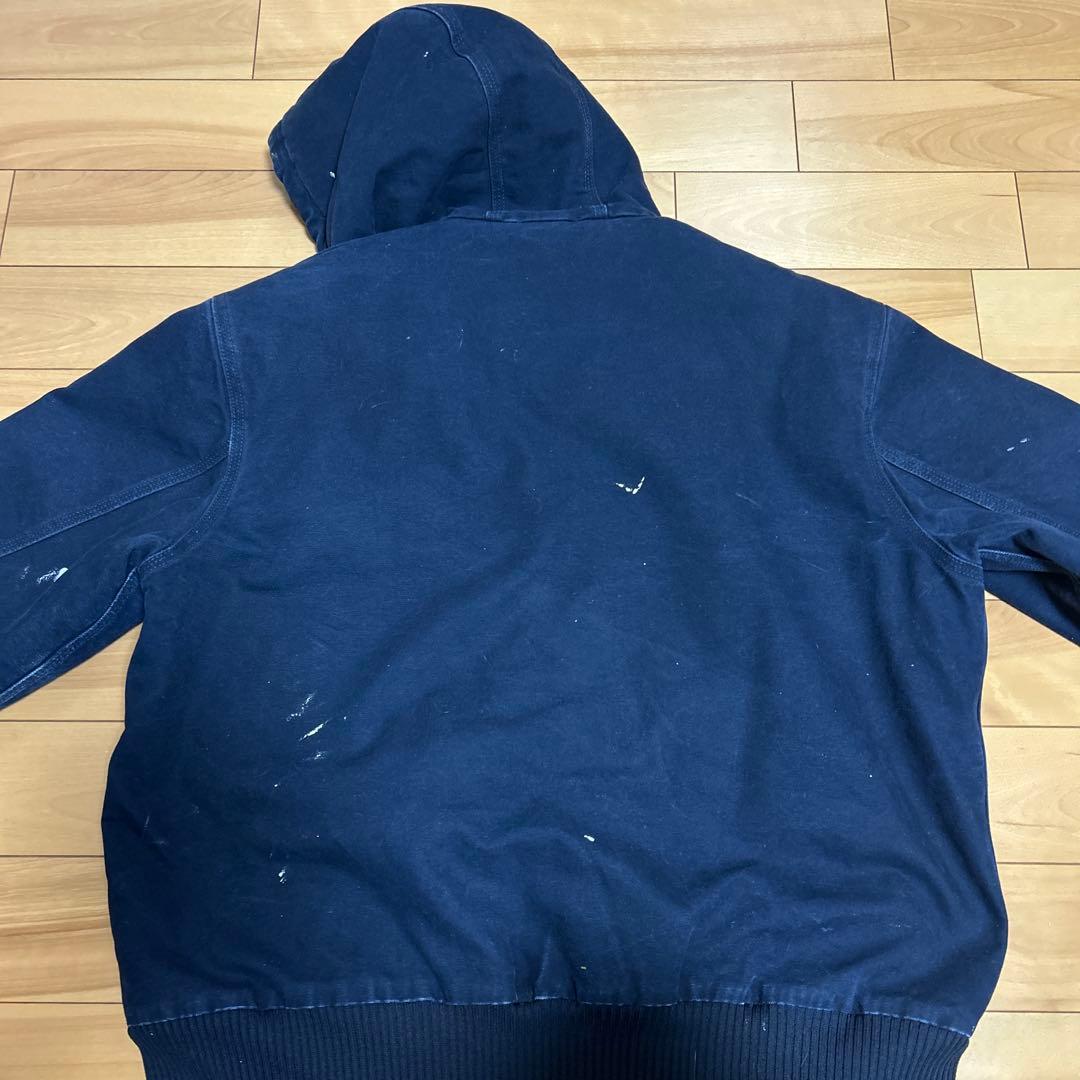 値下げ可希少USA製Carhartt フード付きジャケット ネイビー