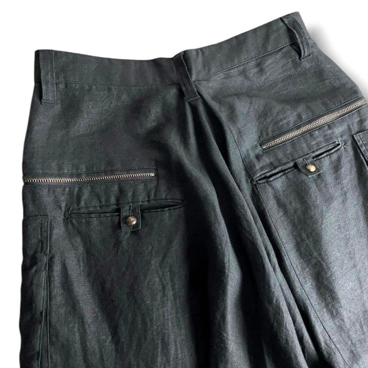 00s PPFM リネン カーゴ サルエルパンツ 黒系 archive y2k