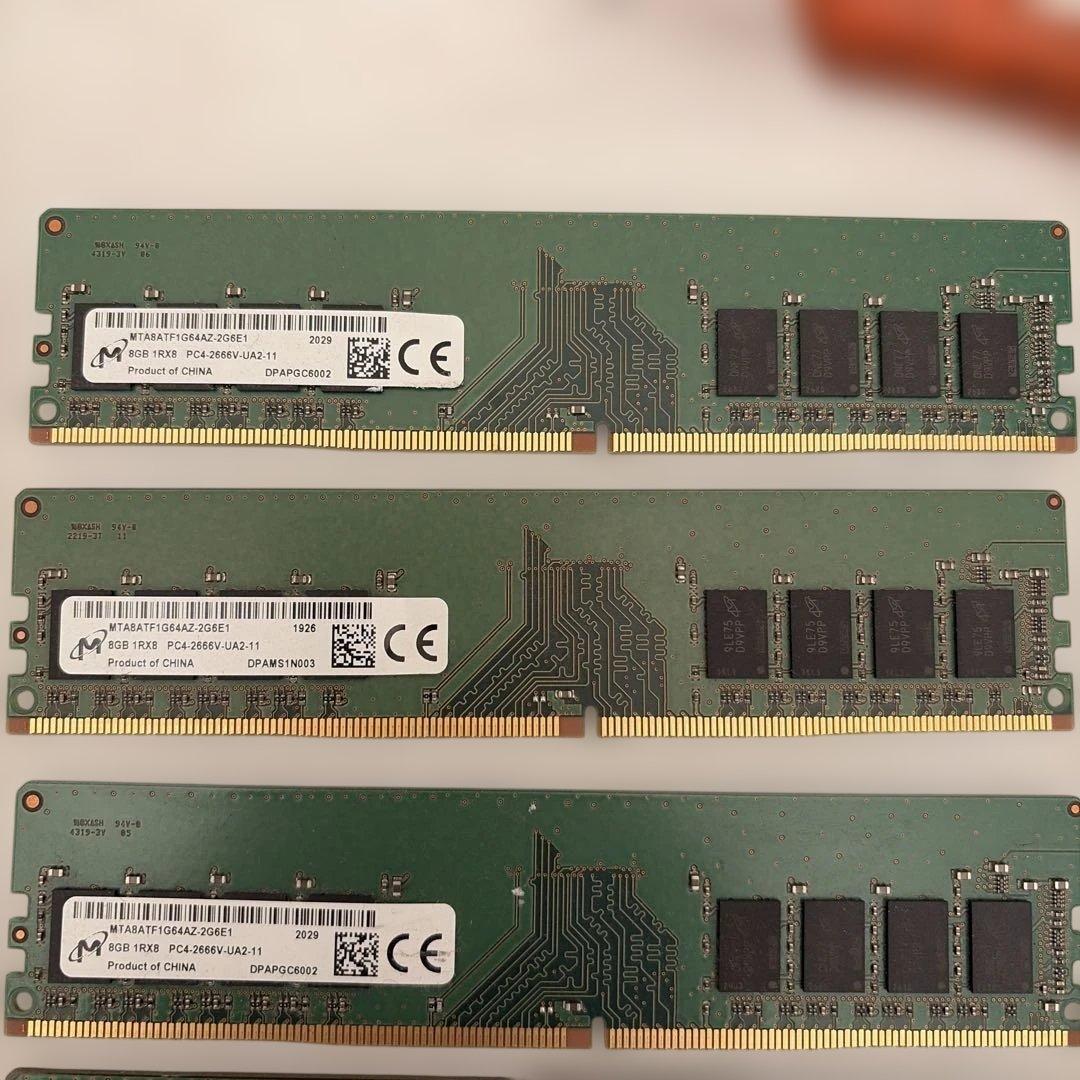 プ*っ様 SAMSUNG 8GB メモリ ☓3枚 & Micron 8GB×3枚