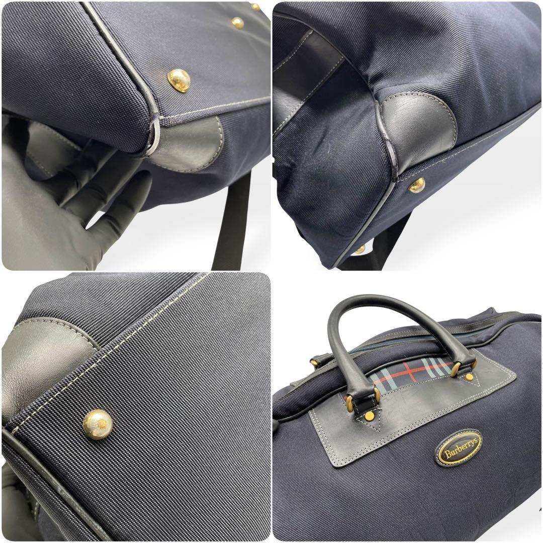 良品　Burberry バーバリー　ボストンバッグ　ダークネイビー　2way