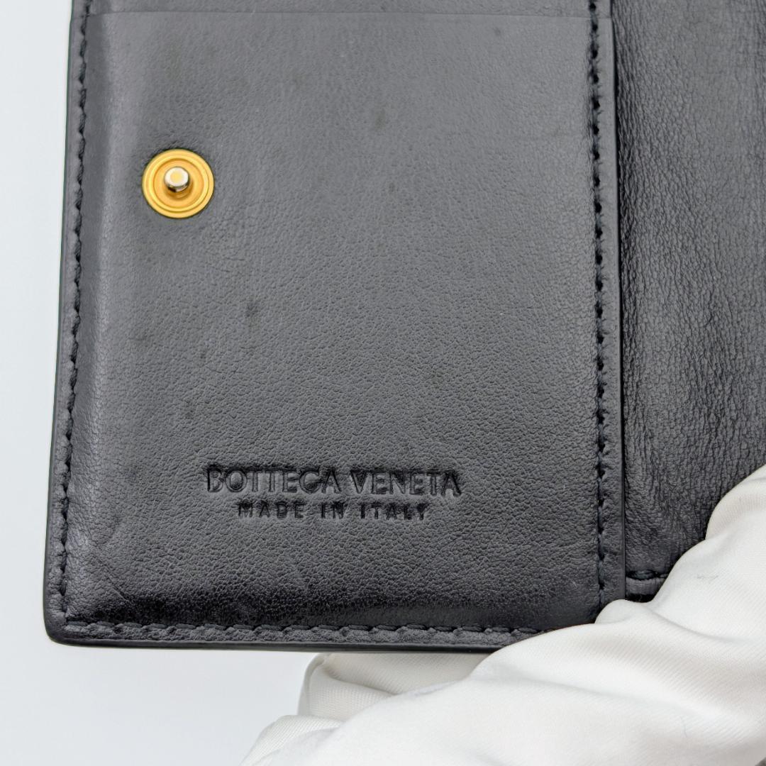 ボッテガヴェネタ カセット 二つ折りファスナーウォレット ブラック RFID