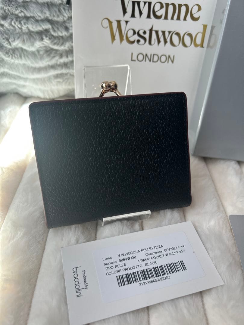 Vivienne Westwood がま口 二つ折り財布 ブラック オーブ 新品