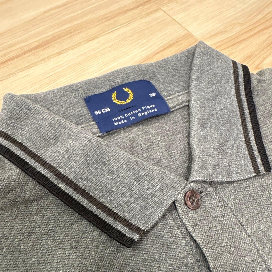 ▪️FRED PERRY メイドインイングランド　グレー　ポロシャツ　ライン　半袖