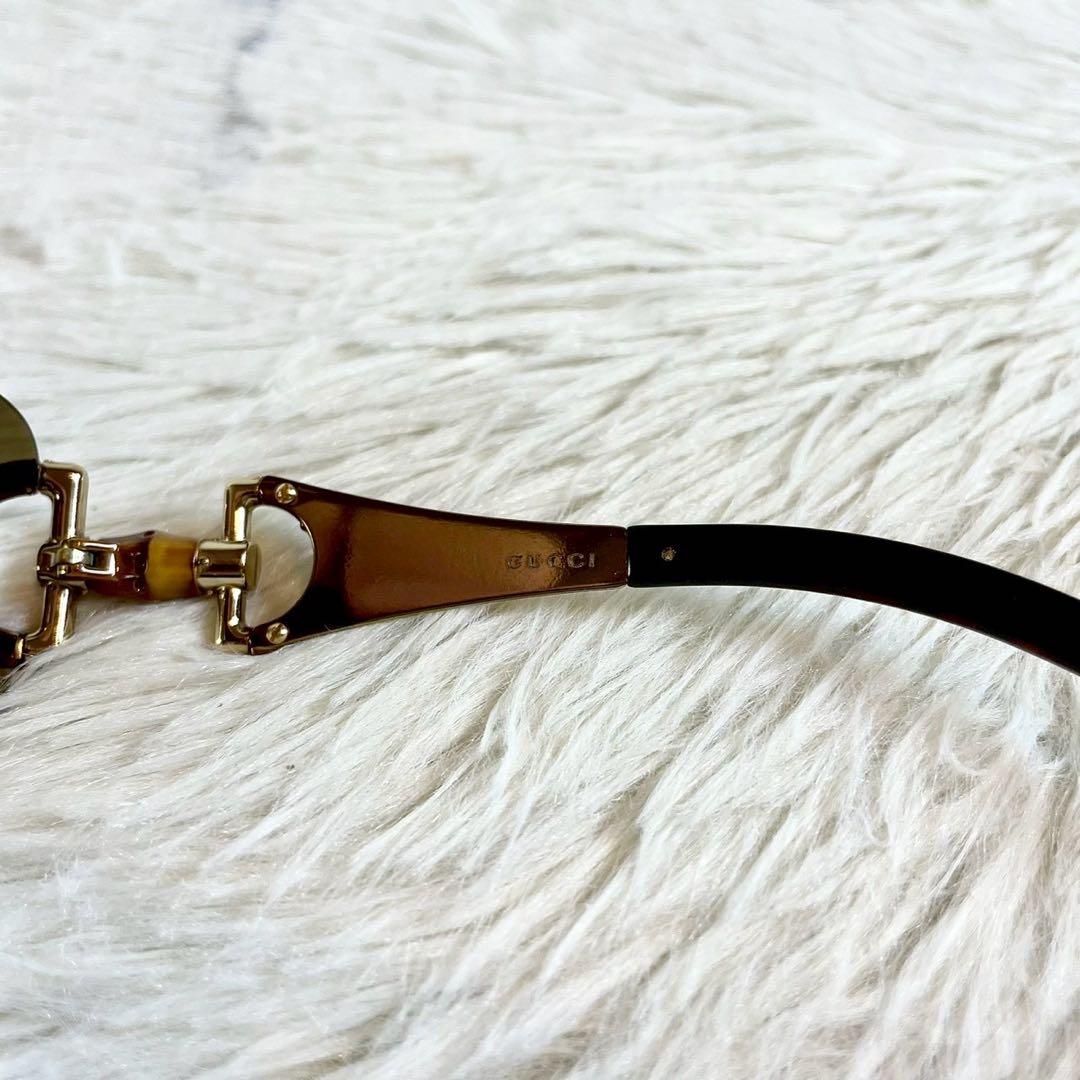 美品　GUCCI　サングラス　GG2801　ホースビット　バンブー　ブラウン