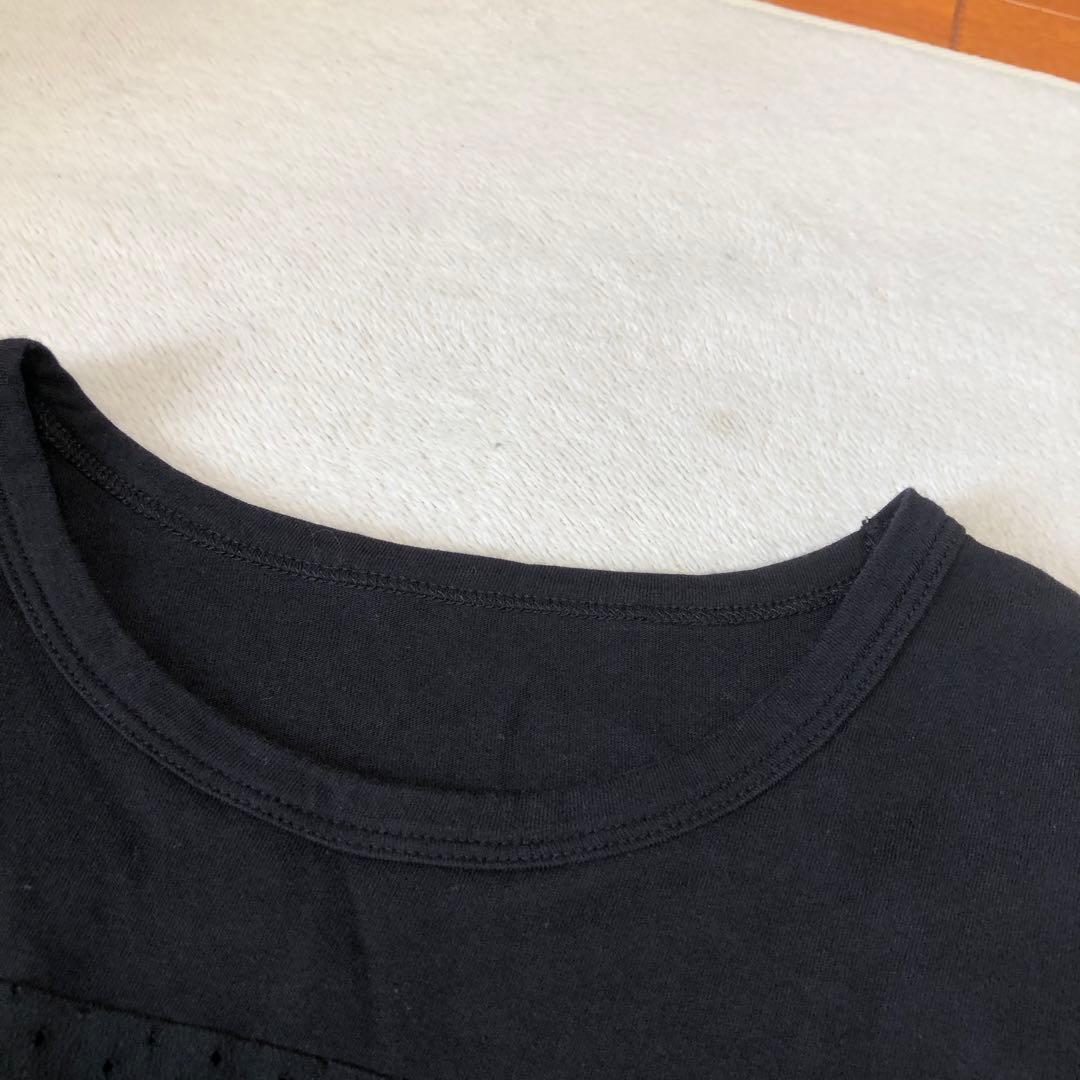ヌメロヴェントゥーノ　黒Tシャツ　メッシュロゴ　ピンク　サイズL 半袖