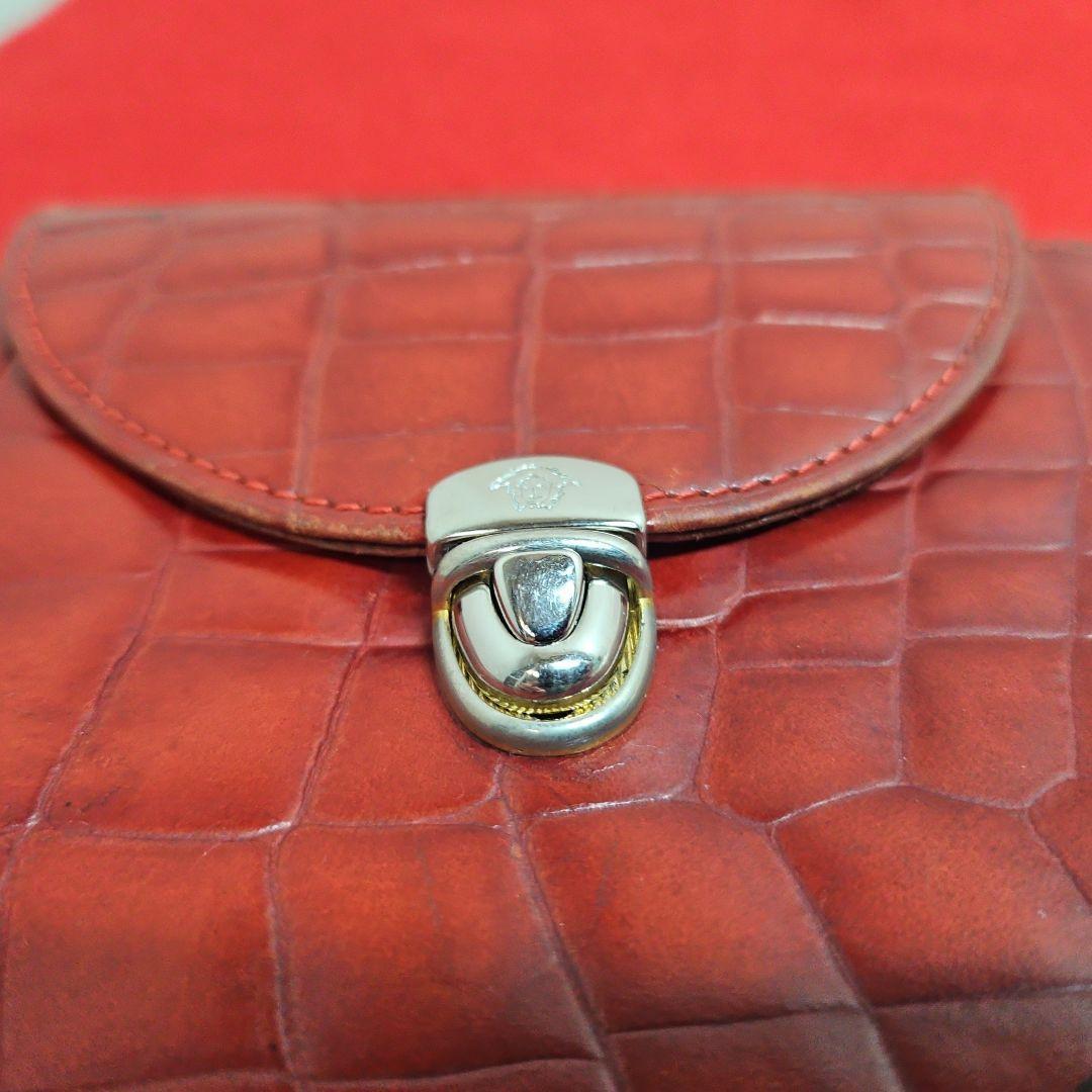 希少 GIANNI VERSACE ブラウン クロコ型押し 財布 ヴィンテージ