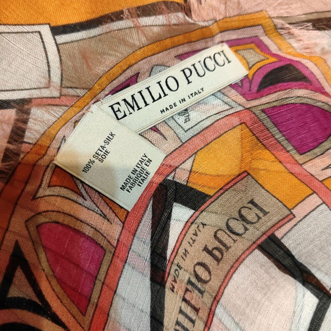EMILIO PUCCI シルク100%幾何学模様 ストール 未使用品