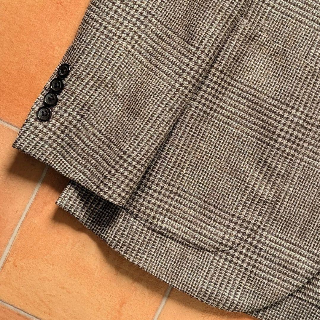 Belvest ジャケット ブラウン グレンチェック リネン シルク ベルベスト