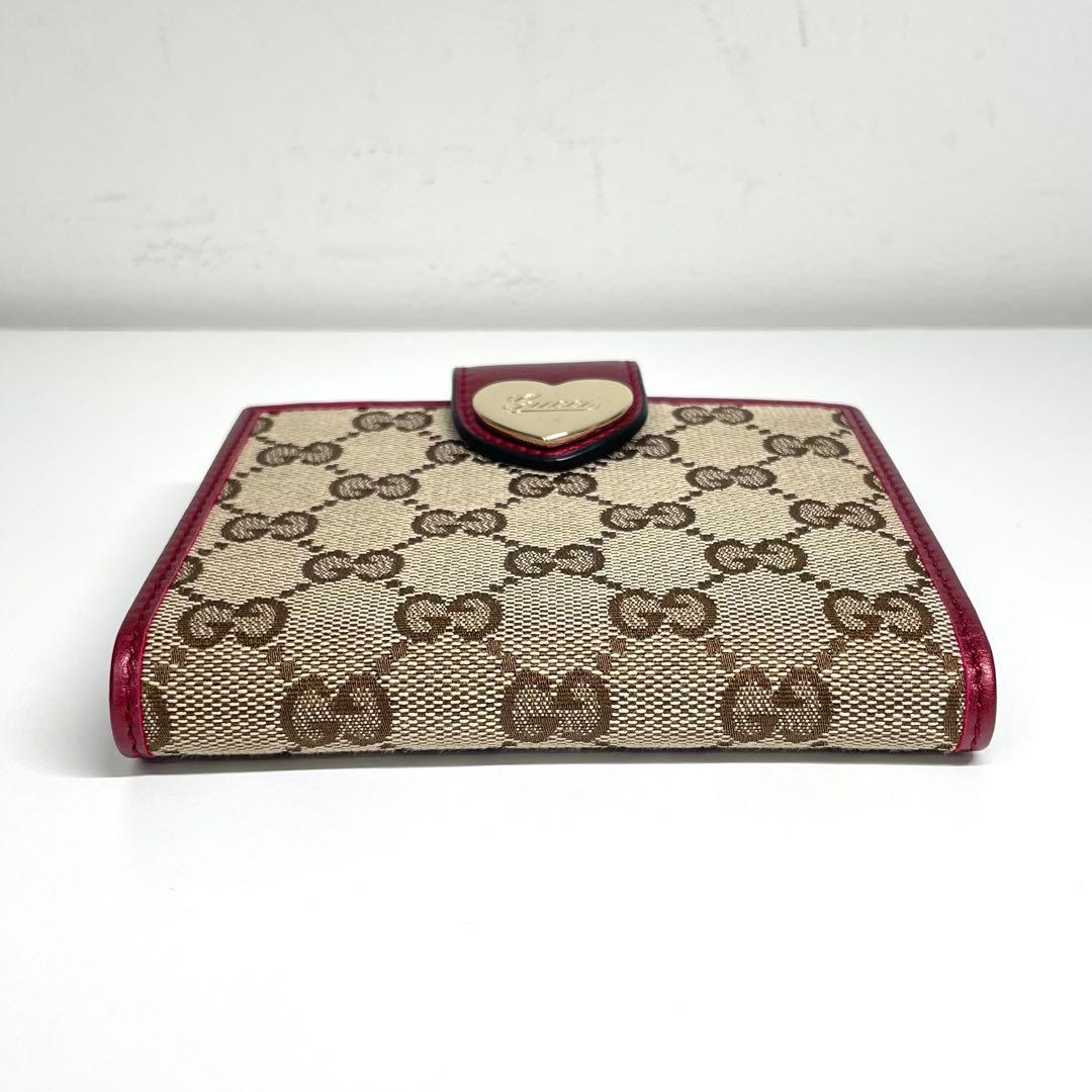 【TK】GUCCI 折り財布 GGキャンバス ラブリーハート パープル系