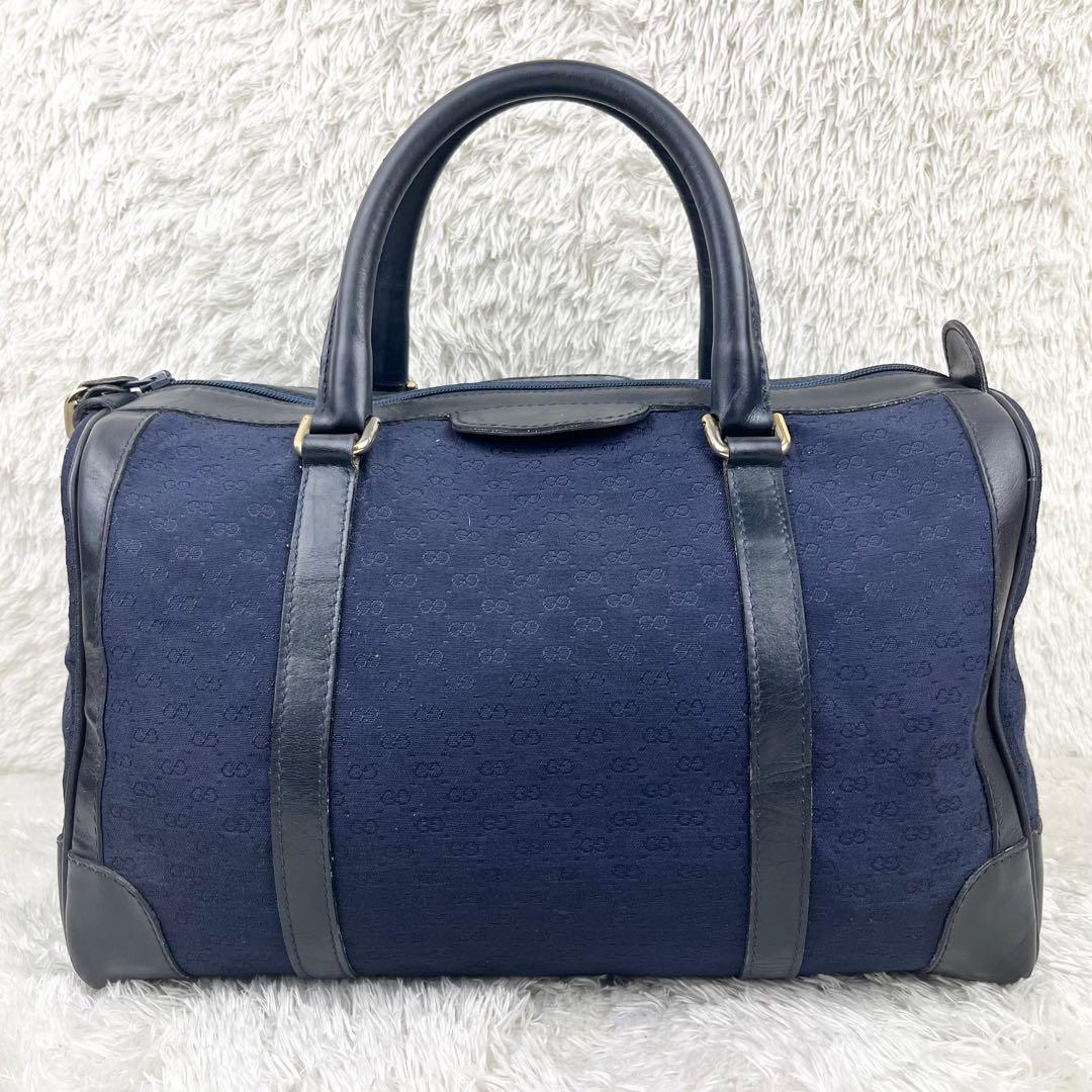 【極美品】オールドグッチ マイクロGG GGキャンバス ボストンバッグ ネイビー