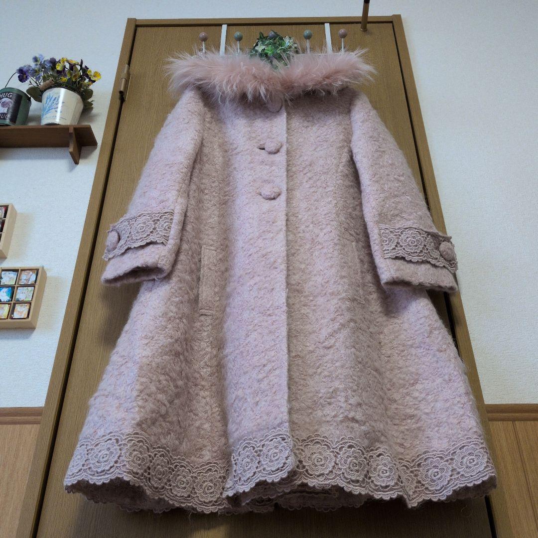 【超美品】ピンクハウス　可愛すぎ♪ラクーンファー付きオーバーコート