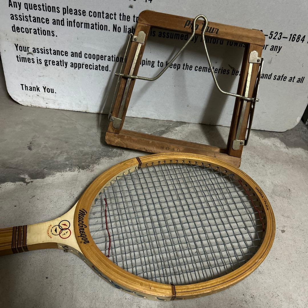 U.S.A ヴィンテージ 木製ラケット ウッドプレス付 アンティーク WOOD