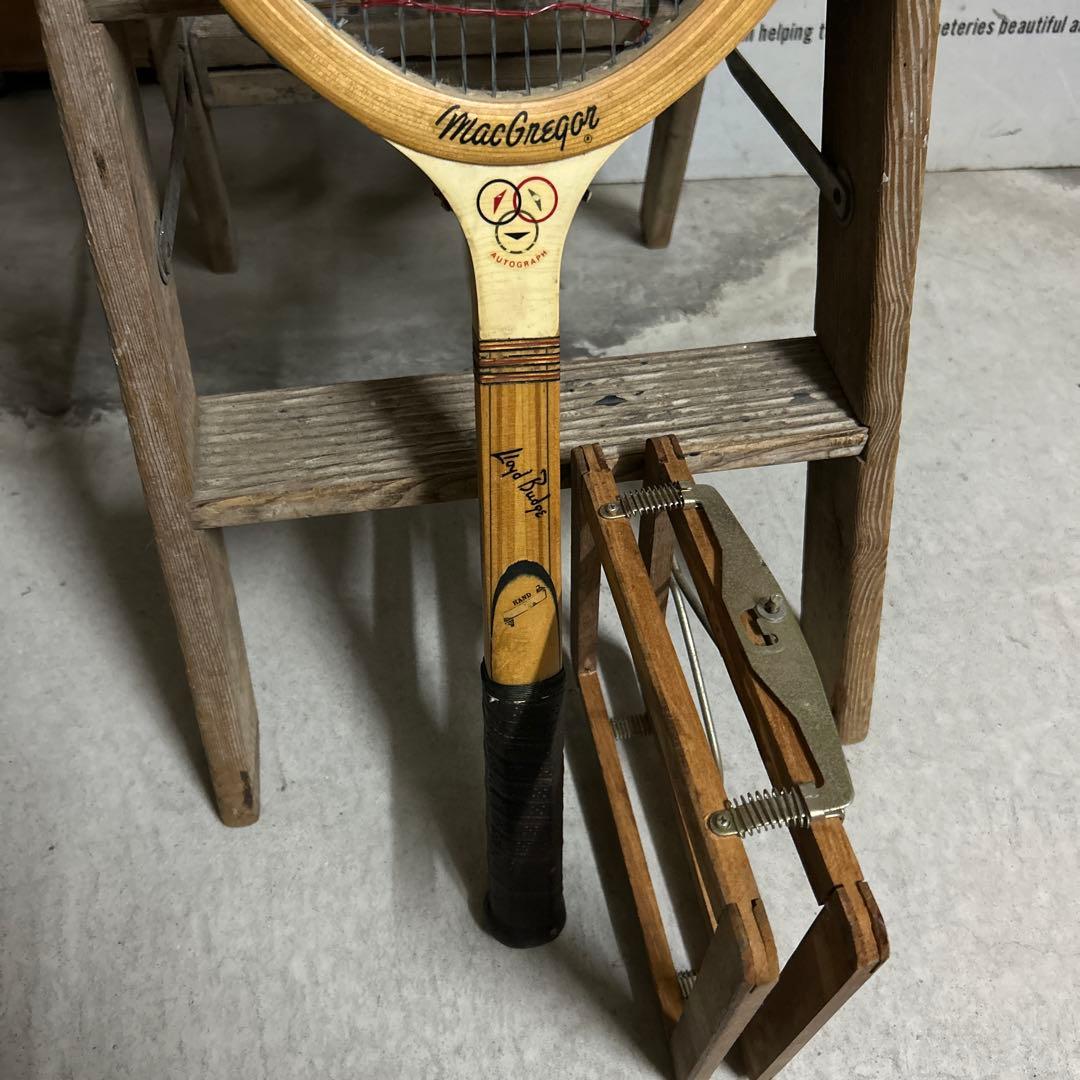 U.S.A ヴィンテージ 木製ラケット ウッドプレス付 アンティーク WOOD