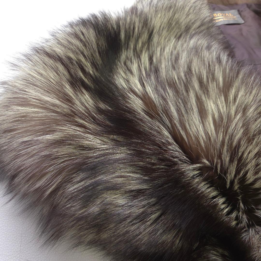 サガフォックス　大判　リアルファー　ショール　マフラー　襟巻　茶系　毛皮