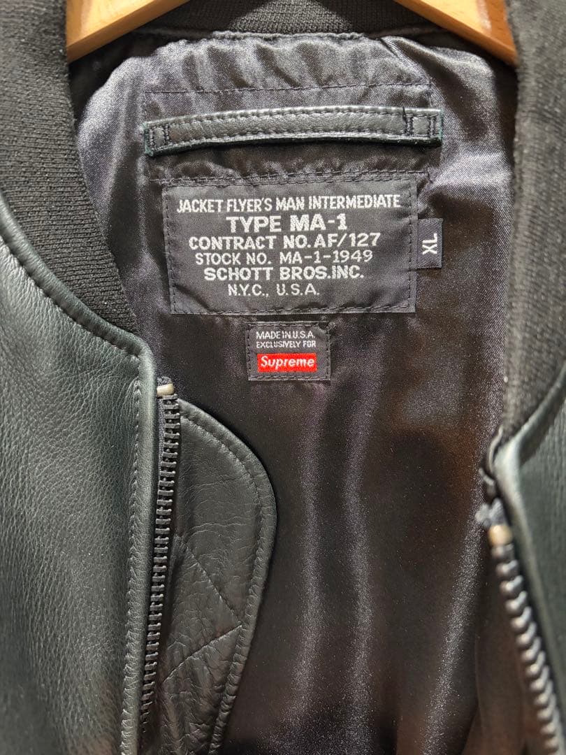 supreme schott MA-1 ショット レザージャケット XL