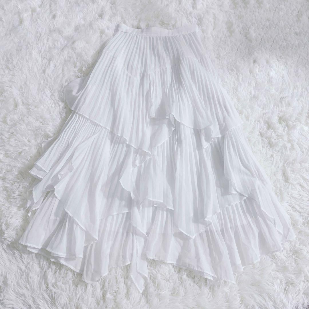 SNIDEL スクエアヘムティアードスカート WHT 0