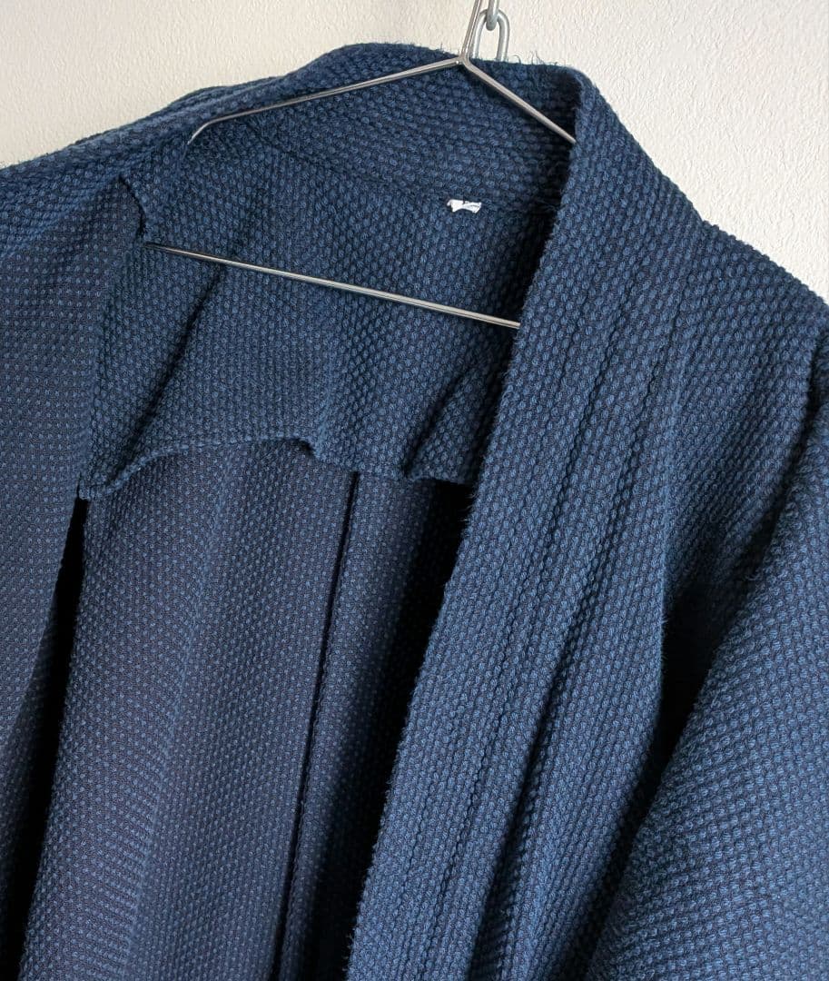 刺し子織り　道着生地　藍染め　作務衣　野良着　半纏　着物　和服　キモノジャケット