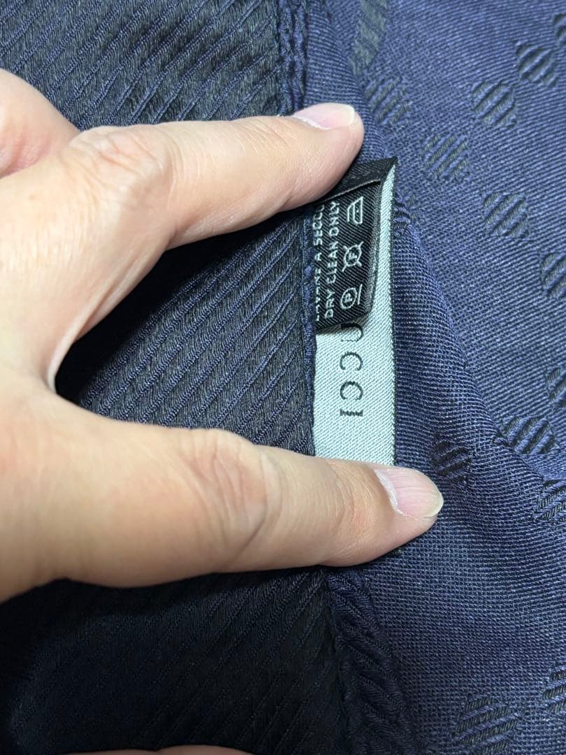 GUCCI グッチ GGロゴ ストール　ダークネイビー　美品