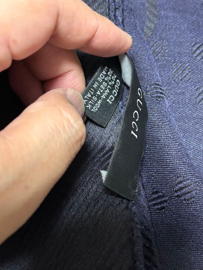 GUCCI グッチ GGロゴ ストール　ダークネイビー　美品