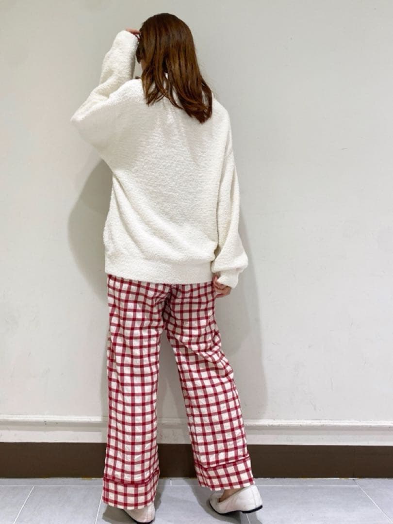 ジェラートピケ ストロベリープルオーバー&チェックロングパンツ 上下セット
