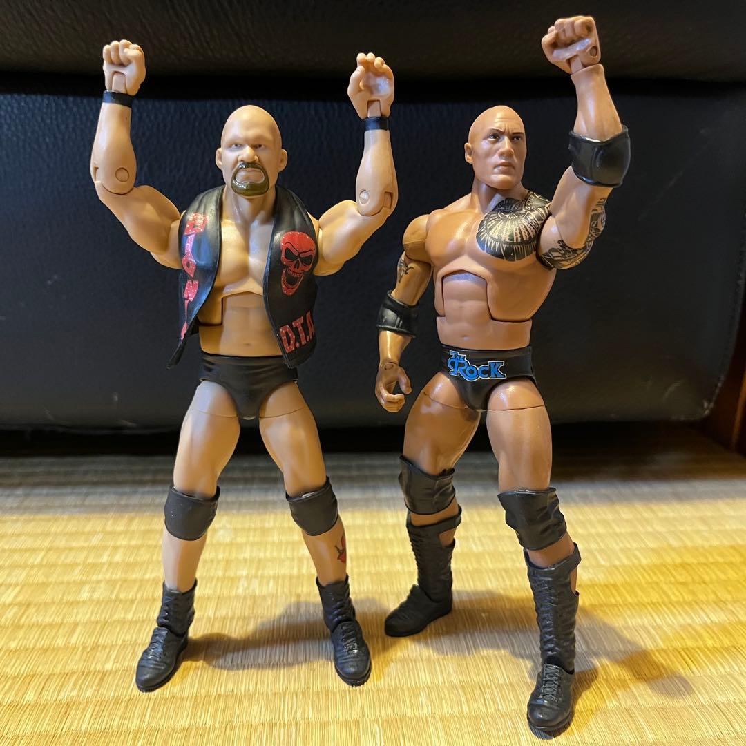 WWE フィギュア ザ・ロック ストーンコールド スティーブ オースチン マテル