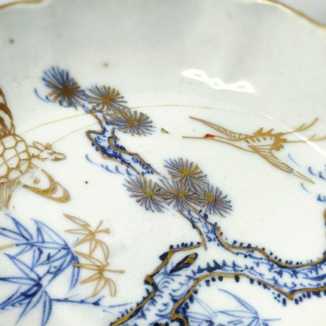 古伊万里 色絵金彩小皿 在銘 金縁 手描き 江戸後期 骨董 旧家蔵出し 古美術