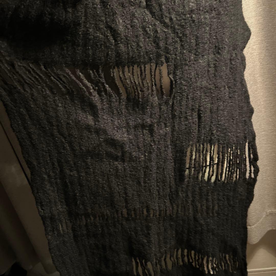 tricot COMME des GARCONSフリンジ付き黒ストール