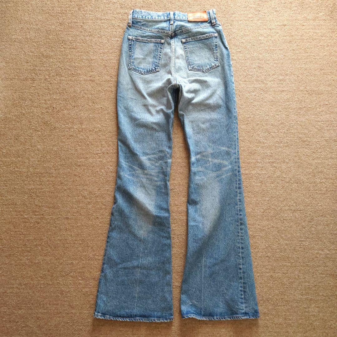 超美品 MOUSSY MVS ブーツカットデニム ブルー ロング丈 W26